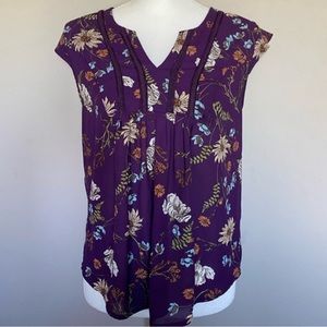 Collective concepts women’s purple floral chiffon top L L25-7